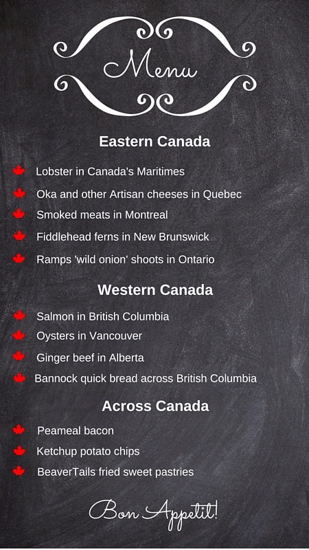 Canada food menu