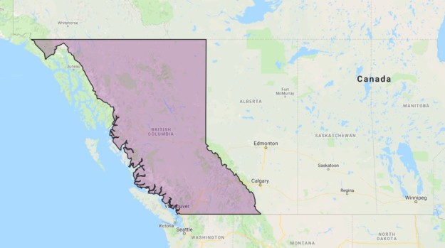 British Columbia on the map