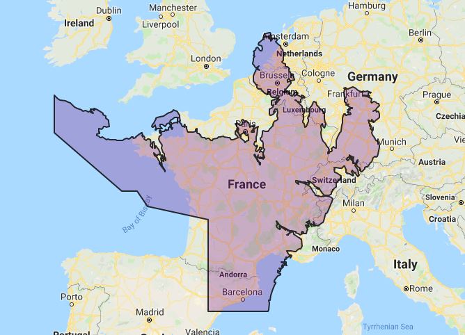 Nunavut vs France size comparison