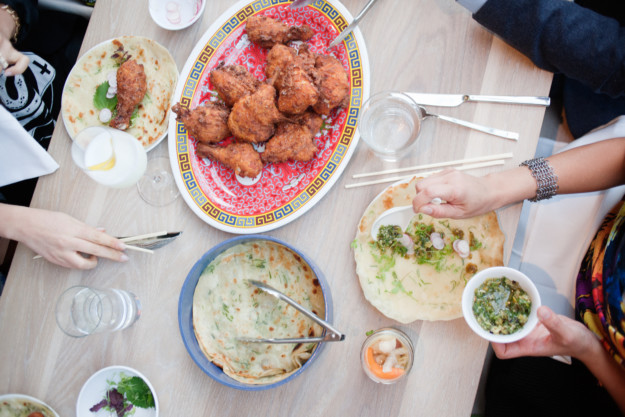 group sharing food