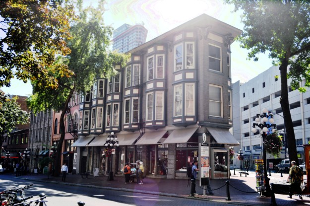 trendy street in Vancouver on a sunny day