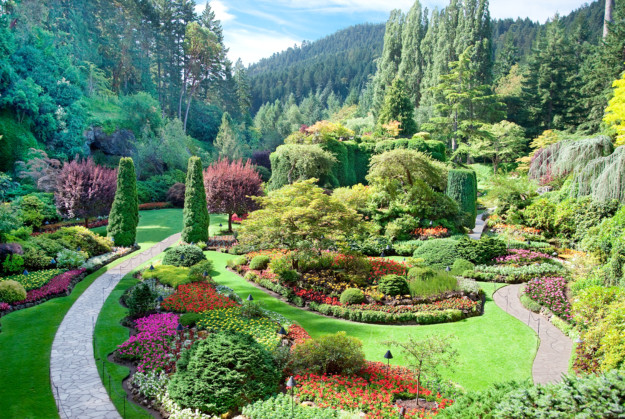 Lovely sunken garden at Butchart Gardens in British Columbia
