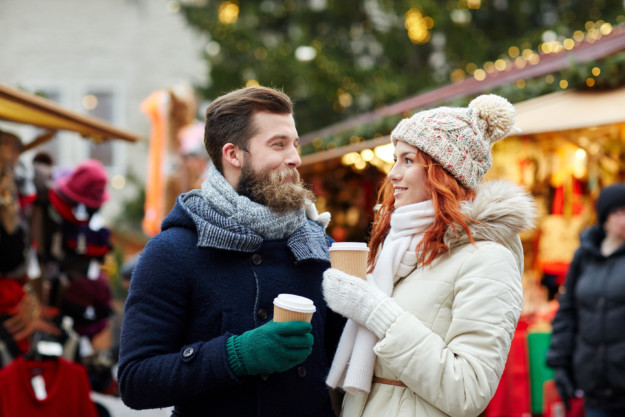 couple with warm drinks