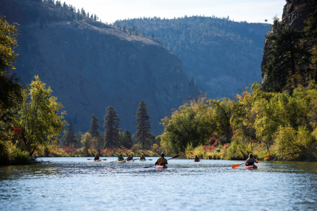 Kayaking with Hoodoo Adventures on Vaseux Lake, between Oliver and Okanagan Falls, British Columbia