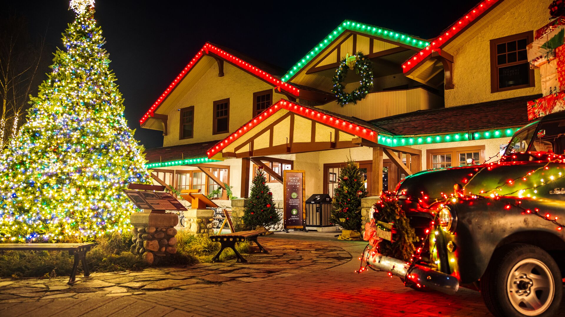 A Christmas market in Banff