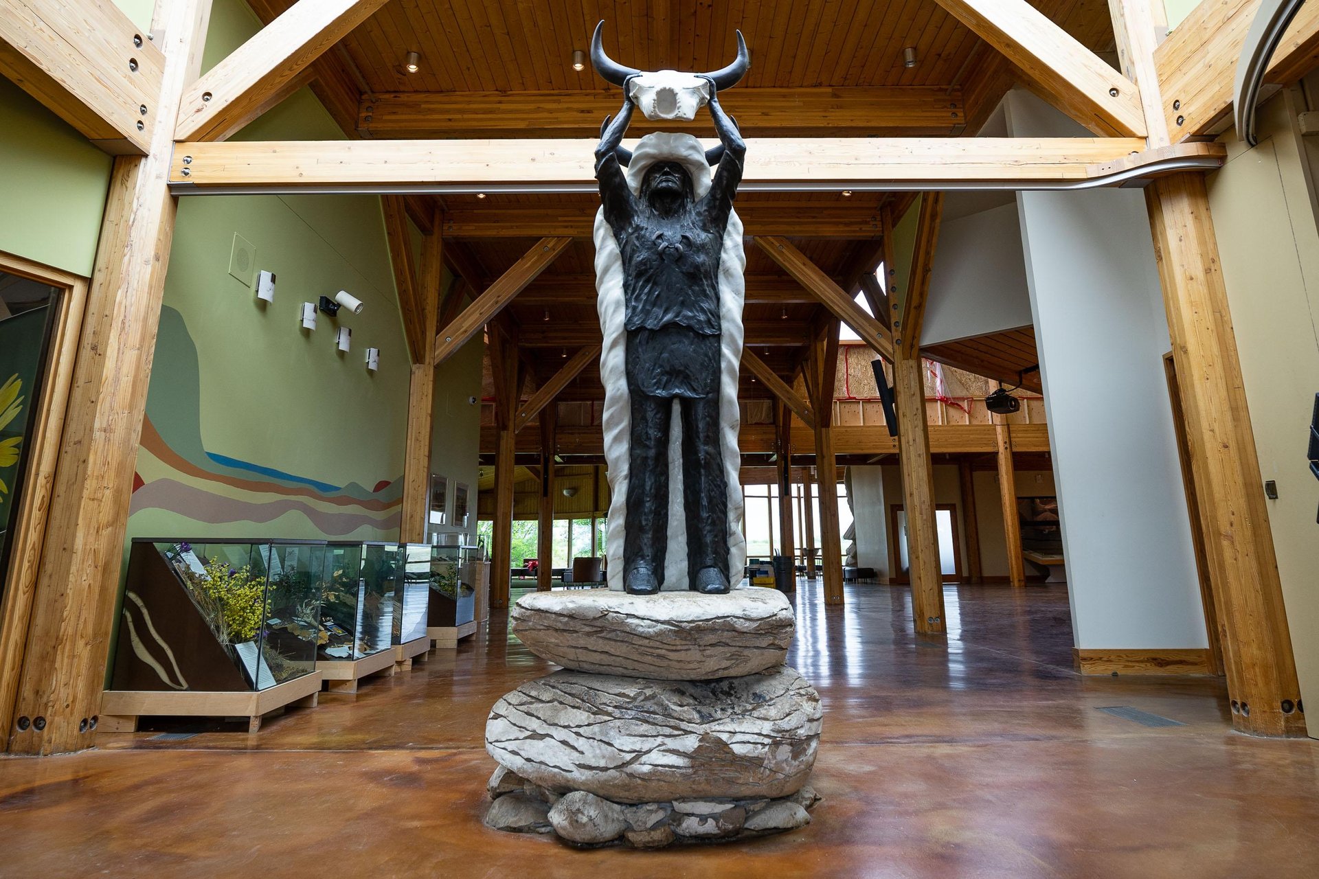 A statue of a tribal chief at the Wanuskewin Heritage Park near Saskatoon